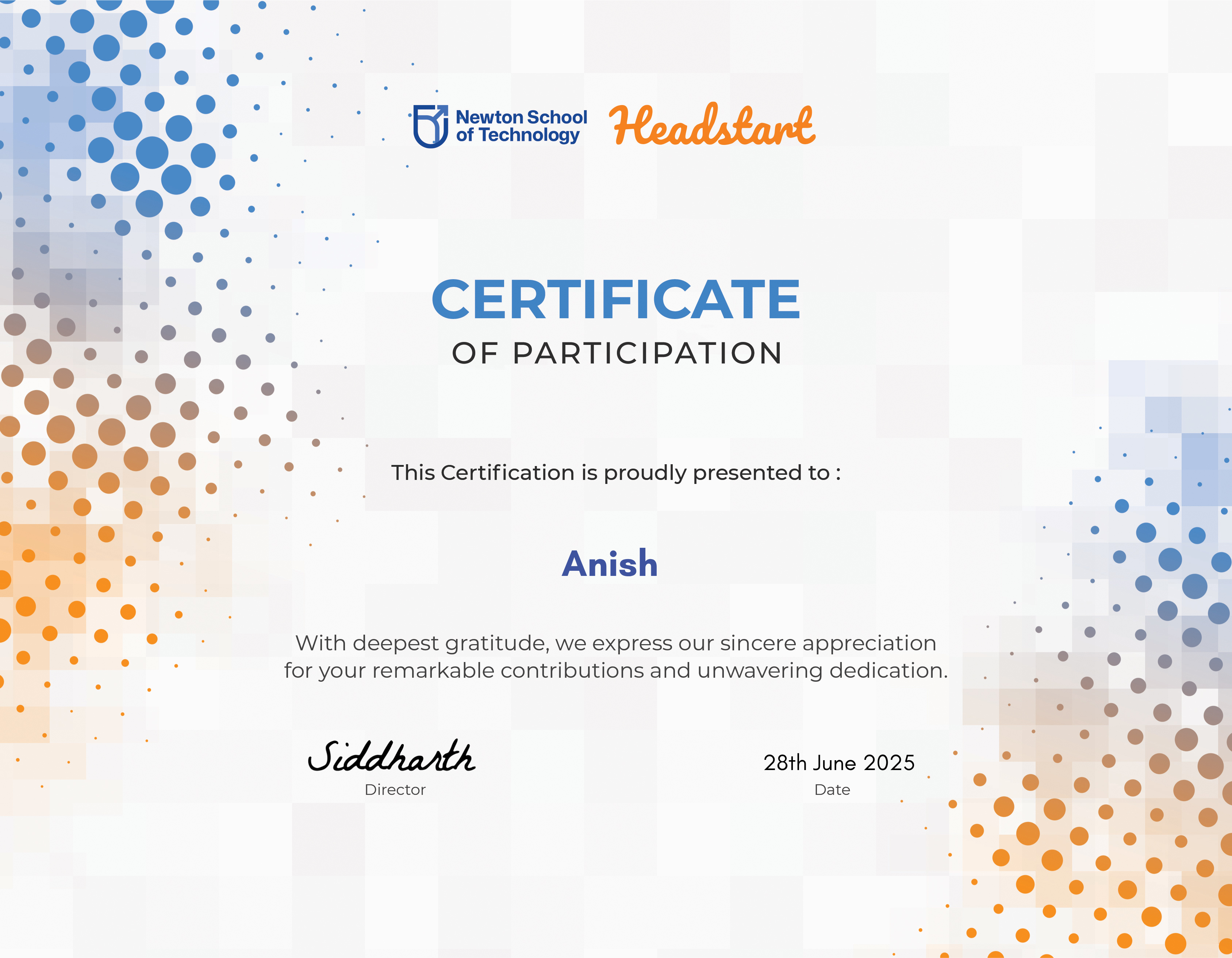 Certificate of Participation